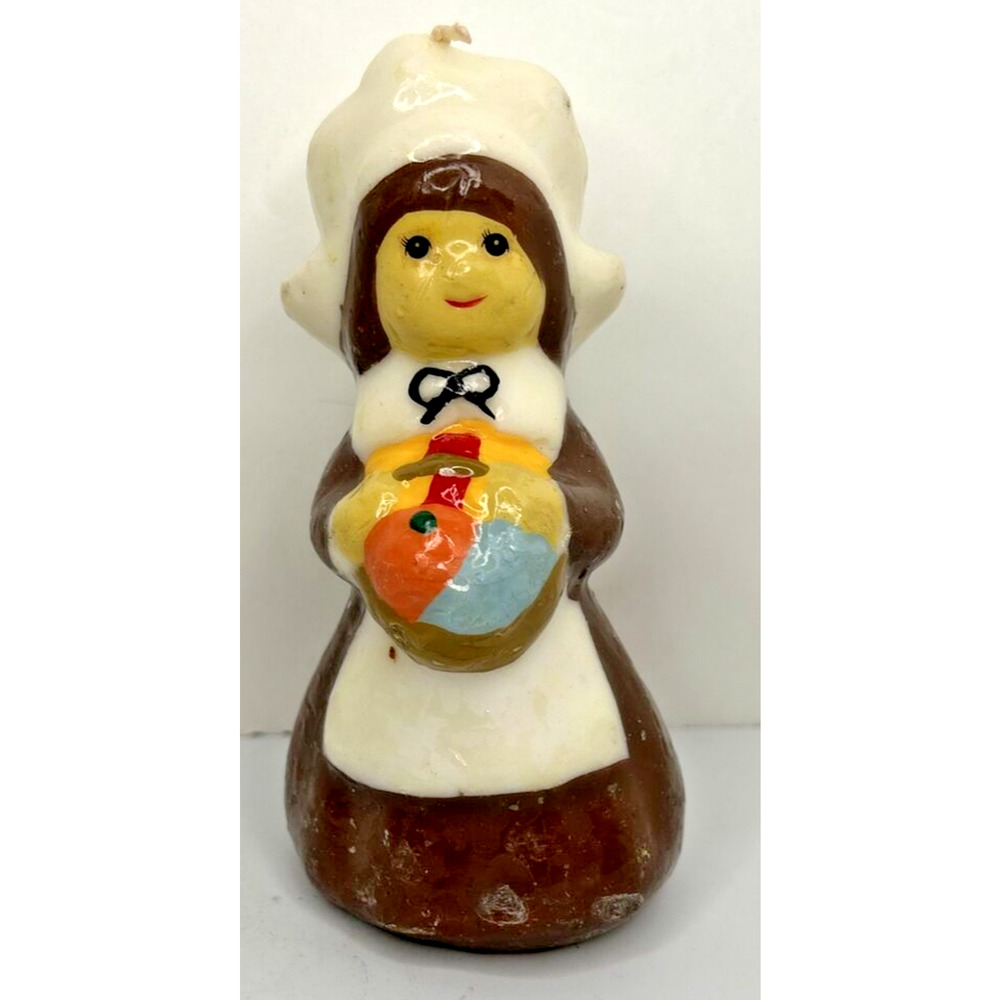 Vintage Thanksgiving Pilgrim Lady Candle 5" SKU H522